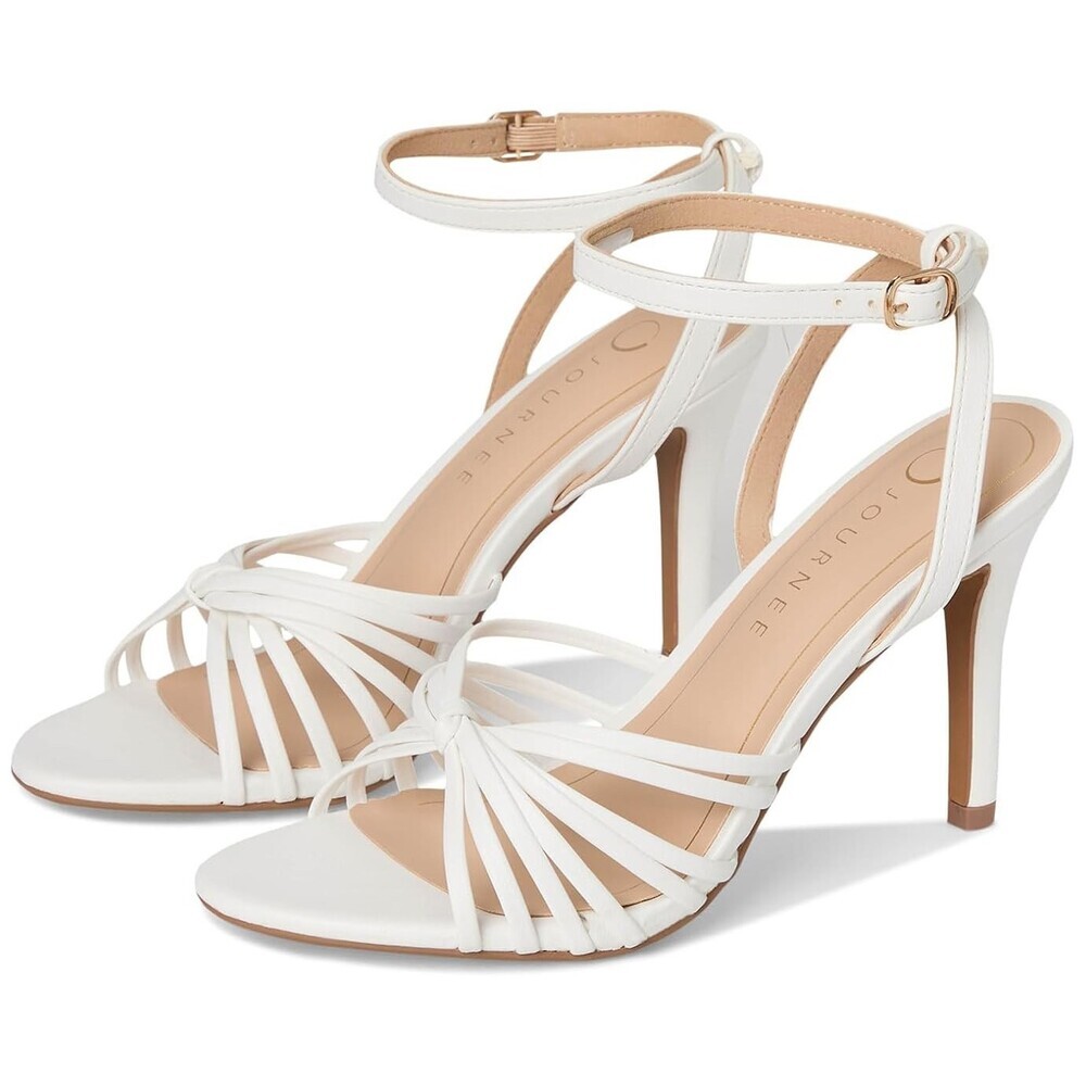 Journee Collection Vanita Sandals Women's US 8 White Leather Ankle Strap GAL1595